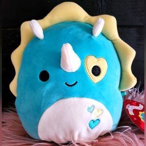 Nwt BRAEDON 8" Valentines Day Yellow Triceratops Dino Squishmallows NEW